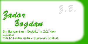 zador bogdan business card